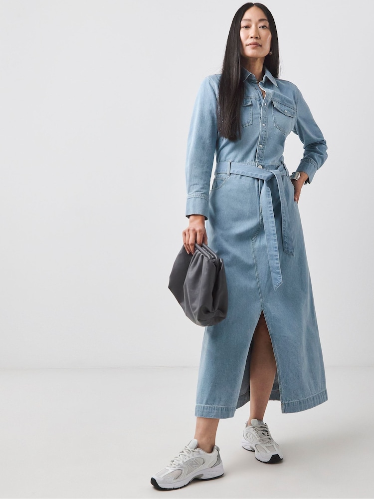 JD Williams Denim Blue Denim Maxi Shirt Dress - Image 1 of 4