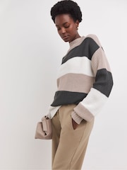 JD Williams Natural Block Stripe Jumper - Image 1 of 4