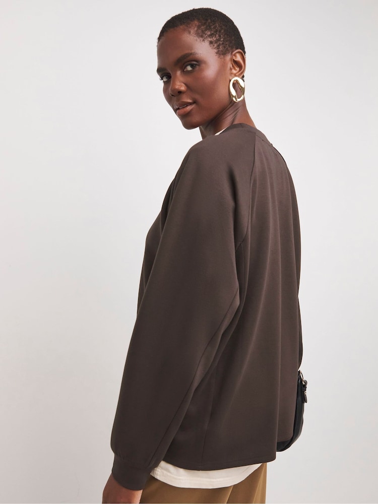 JD Williams Brown Crew Neck Seam Detail Chocolate Sweatshirt - Image 2 of 4 JD Williams Brown Crew Neck Seam Detail Chocolate Sweatshirt - Image 2 of 4