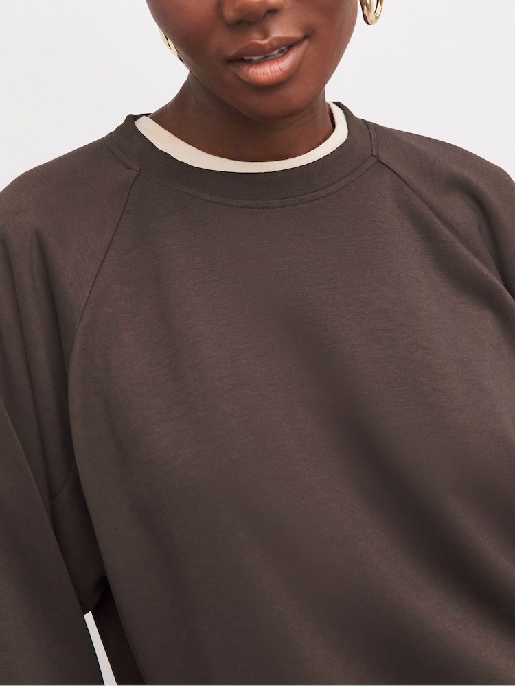 JD Williams Brown Crew Neck Seam Detail Chocolate Sweatshirt - Image 4 of 4 JD Williams Brown Crew Neck Seam Detail Chocolate Sweatshirt - Image 4 of 4