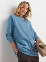 JD Williams Blue Crew Neck Side Pocket Longline Sweatshirt - Image 1 of 4