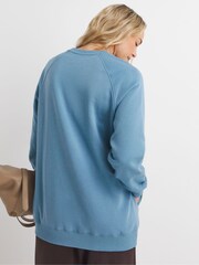 JD Williams Blue Crew Neck Side Pocket Longline Sweatshirt - Image 2 of 4