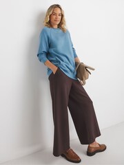 JD Williams Blue Crew Neck Side Pocket Longline Sweatshirt - Image 3 of 4