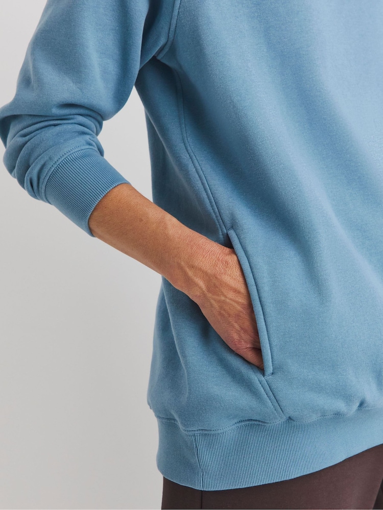 JD Williams Blue Crew Neck Side Pocket Longline Sweatshirt - Image 4 of 4