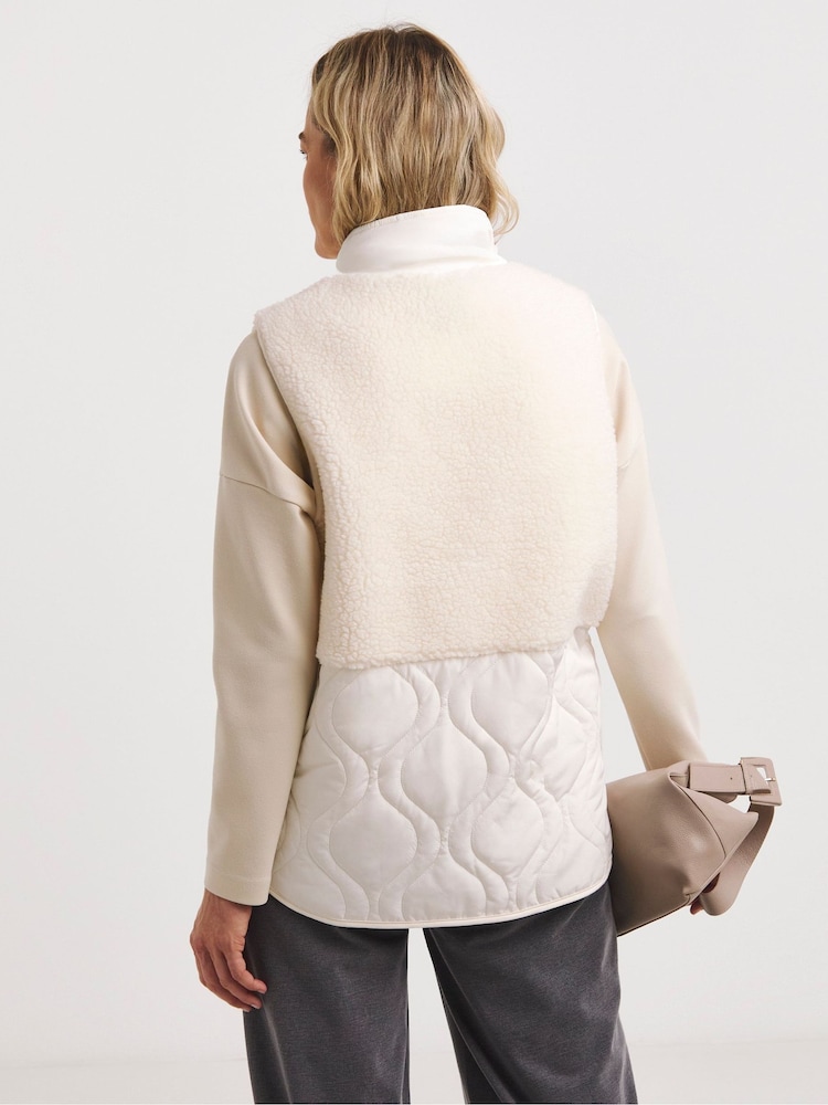 JD Williams Cream Borg Gilet - Image 2 of 4