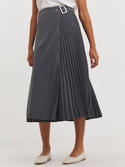 JD Williams Grey Wrap Pleated Kilt Skirt - Image 3 of 4