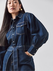 JD Williams Blue Denim Maxi Shirt Dress - Image 4 of 4