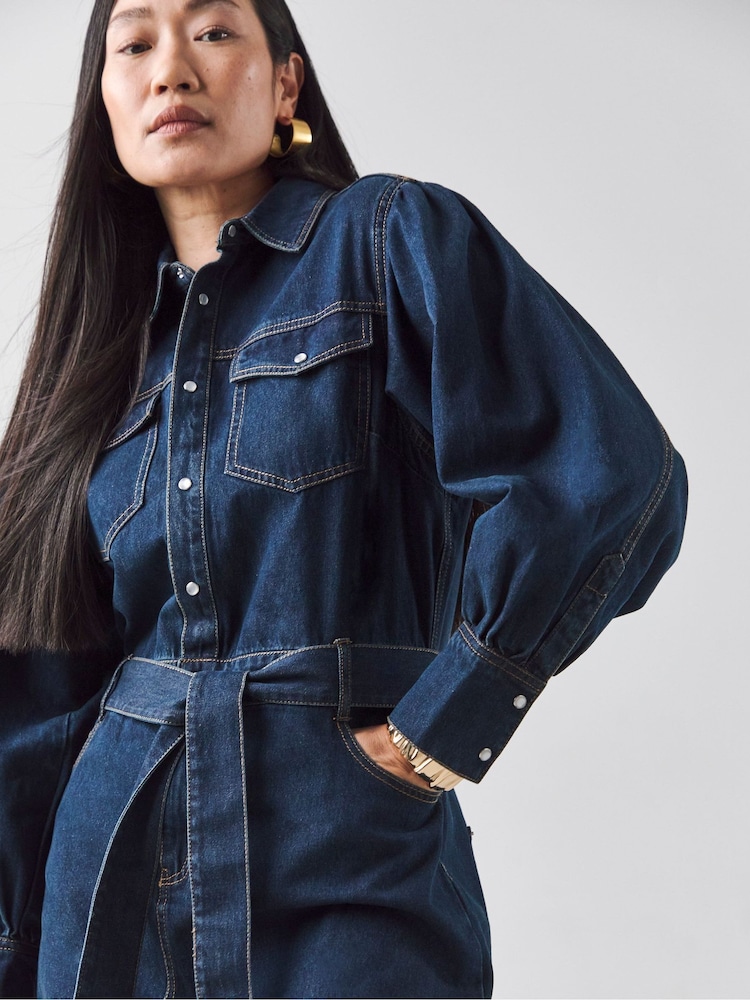 JD Williams Blue Denim Maxi Shirt Dress - Image 4 of 4