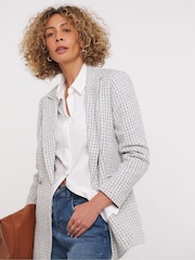 JD Williams Grey Double Breasted Boucle Blazer - Image 1 of 4