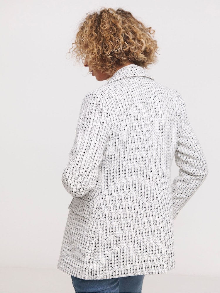 JD Williams Grey Double Breasted Boucle Blazer - Image 2 of 4