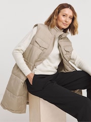 JD Williams Natural Longline Quilted Gilet - Image 1 of 4