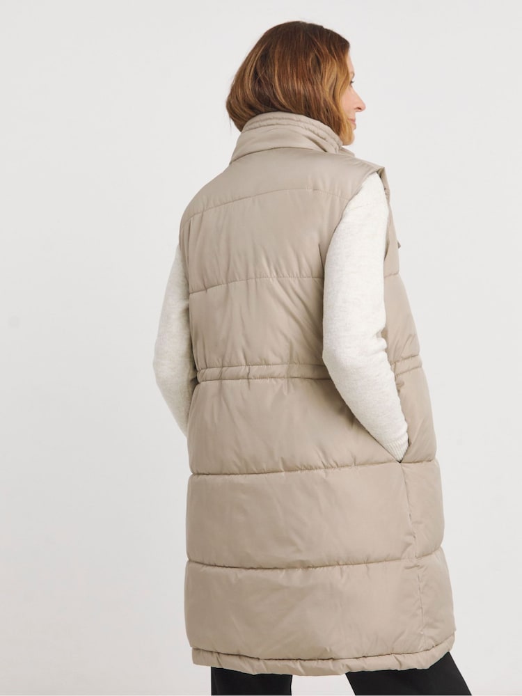 JD Williams Natural Longline Quilted Gilet - Image 2 of 4