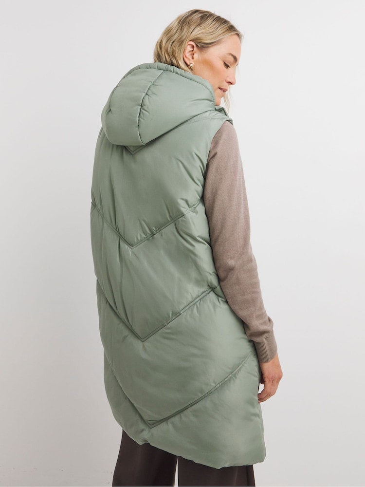 JD Williams Green Longline Padded Gilet - Image 2 of 4