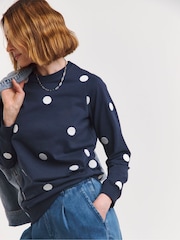 JD Williams Blue 100% Cotton Spot Embroidered Sweatshirt - Image 3 of 4