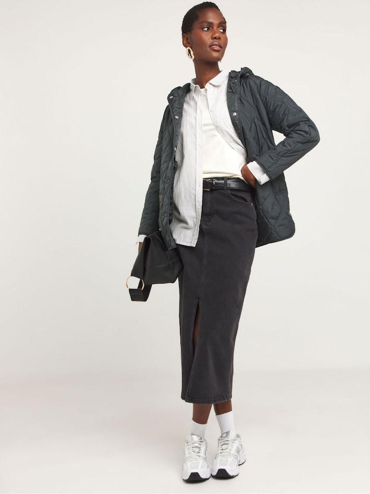 JD Williams Grey Short Quilted Coat - Image 1 of 4