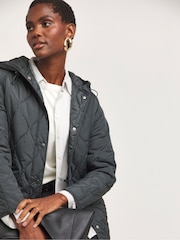 JD Williams Grey Short Quilted Coat - Image 2 of 4