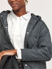 JD Williams Grey Short Quilted Coat - Image 4 of 4