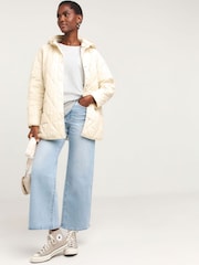 JD Williams Cream Short Quilted Coat - Image 1 of 4