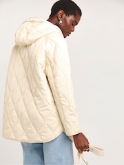 JD Williams Cream Short Quilted Coat - Image 2 of 4