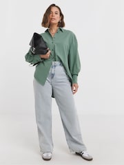 JD Williams Green Oversized Cacoon Shirt - Image 1 of 4