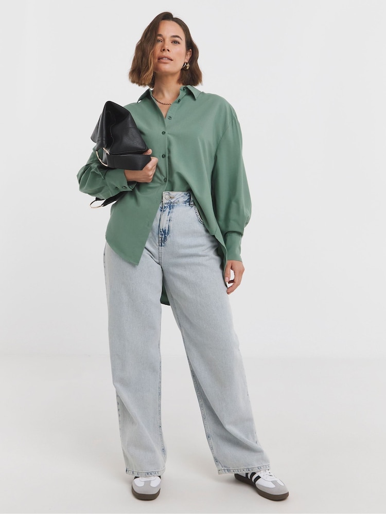 JD Williams Green Oversized Cacoon Shirt - Image 1 of 4