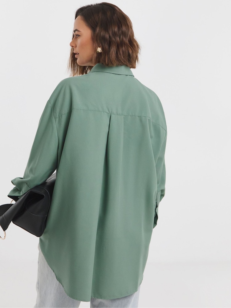 JD Williams Green Oversized Cacoon Shirt - Image 2 of 4