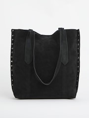 JD Williams Black Suede Studded Tote Bag - Image 3 of 4