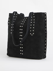 JD Williams Black Suede Studded Tote Bag - Image 4 of 4