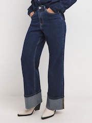 JD Williams Blue Stretch Wide Leg Jeans - Image 1 of 4