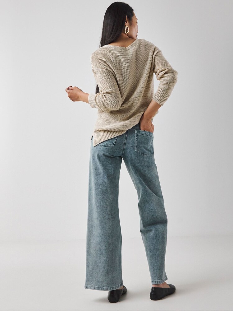 JD Williams Blue Tie Front Wide Leg Jeans - Image 2 of 4 JD Williams Blue Tie Front Wide Leg Jeans - Image 2 of 4