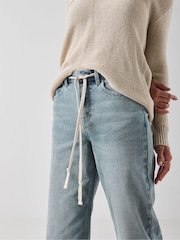 JD Williams Blue Tie Front Wide Leg Jeans - Image 4 of 4