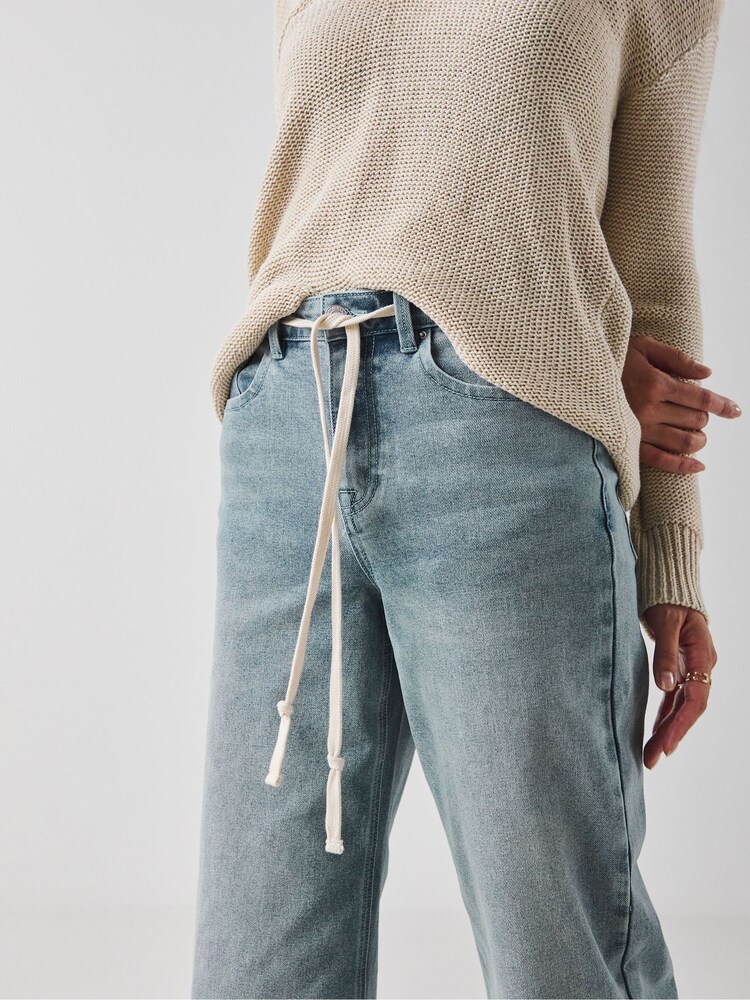 JD Williams Blue Tie Front Wide Leg Jeans - Image 4 of 4 JD Williams Blue Tie Front Wide Leg Jeans - Image 4 of 4