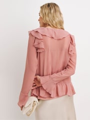 JD Williams Pink Chiffon Ruffle Detail Blouse - Image 2 of 4