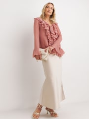 JD Williams Pink Chiffon Ruffle Detail Blouse - Image 3 of 4
