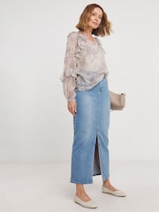 JD Williams Cream Chiffon Ruffle Detail Blouse - Image 3 of 4