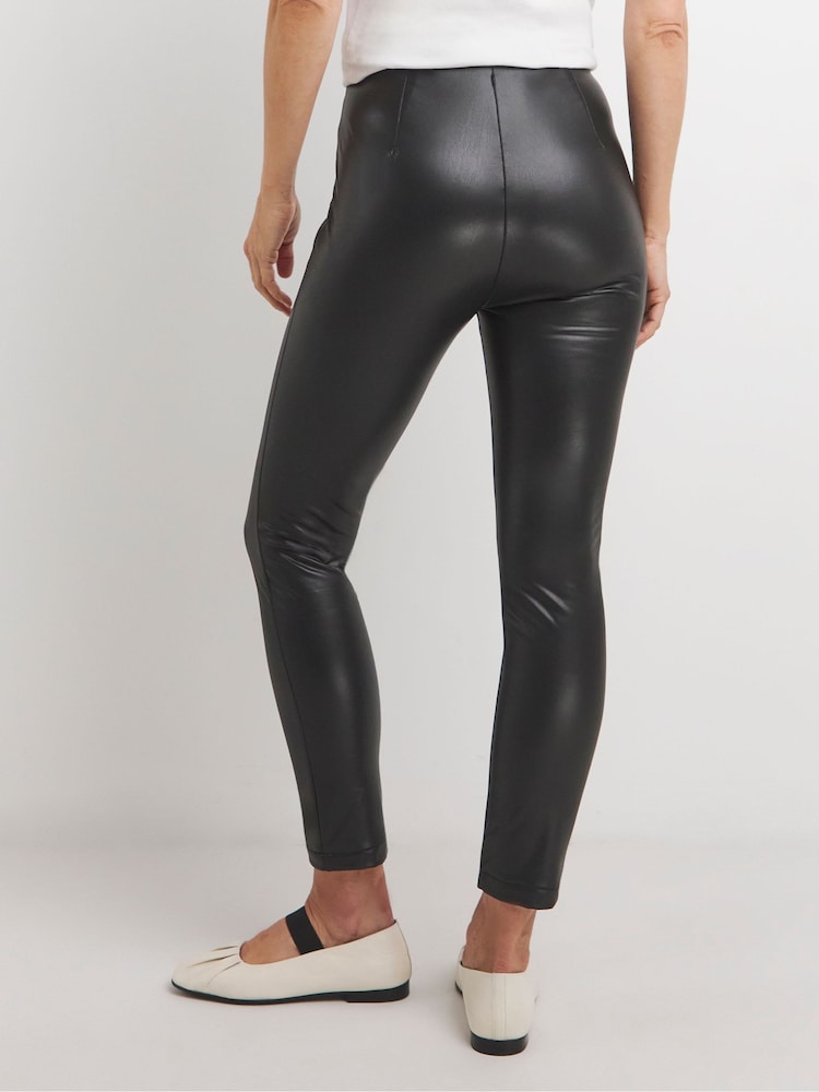 JD Williams Black Leather Look Leggings - Image 2 of 4