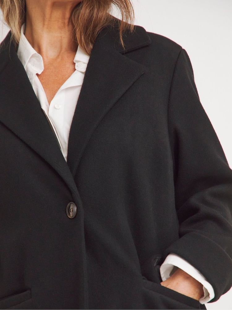 JD Williams Black Lined Wool Coat - Image 4 of 4