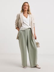 JD Williams Green Wide Leg Herringbone Trousers - Image 1 of 4