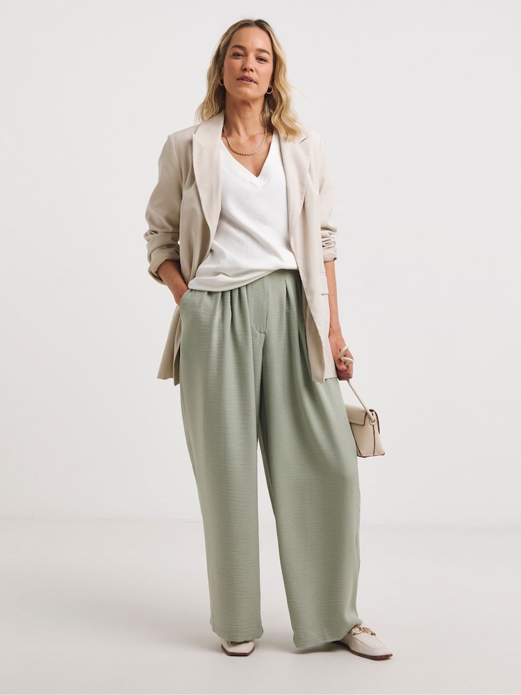 JD Williams Green Wide Leg Herringbone Trousers - Image 1 of 4 JD Williams Green Wide Leg Herringbone Trousers - Image 1 of 4