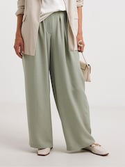 JD Williams Green Wide Leg Herringbone Trousers - Image 3 of 4