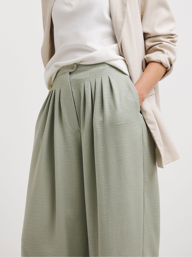 JD Williams Green Wide Leg Herringbone Trousers - Image 4 of 4