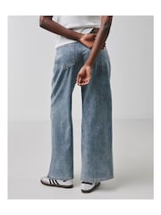 JD Williams Blue Extreme Pintuck Wide Leg Jeans - Image 2 of 4
