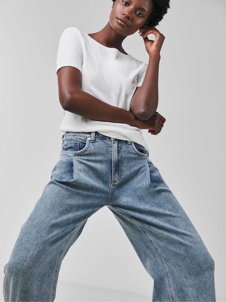 JD Williams Blue Extreme Pintuck Wide Leg Jeans - Image 4 of 4 JD Williams Blue Extreme Pintuck Wide Leg Jeans - Image 4 of 4