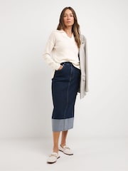 JD Williams Cream Open Collar Jumper - Image 3 of 4