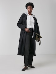 JD Williams Black Hooded Denim Trench 100% Cotton Coat - Image 1 of 5