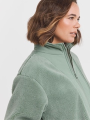 JD Williams Green Funnel Neck Longline Borg Jacket - Image 4 of 4