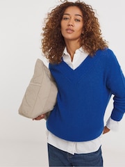 JD Williams Blue V-Neck Knitted Tunic - Image 1 of 4
