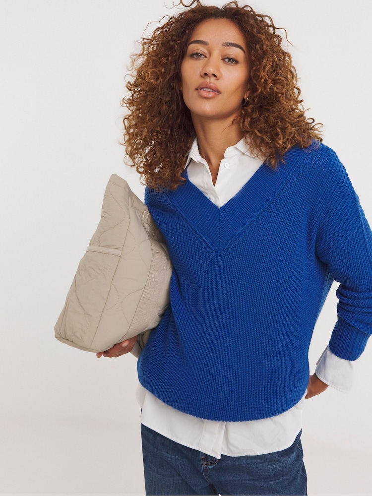 JD Williams Blue V-Neck Knitted Tunic - Image 1 of 4 JD Williams Blue V-Neck Knitted Tunic - Image 1 of 4
