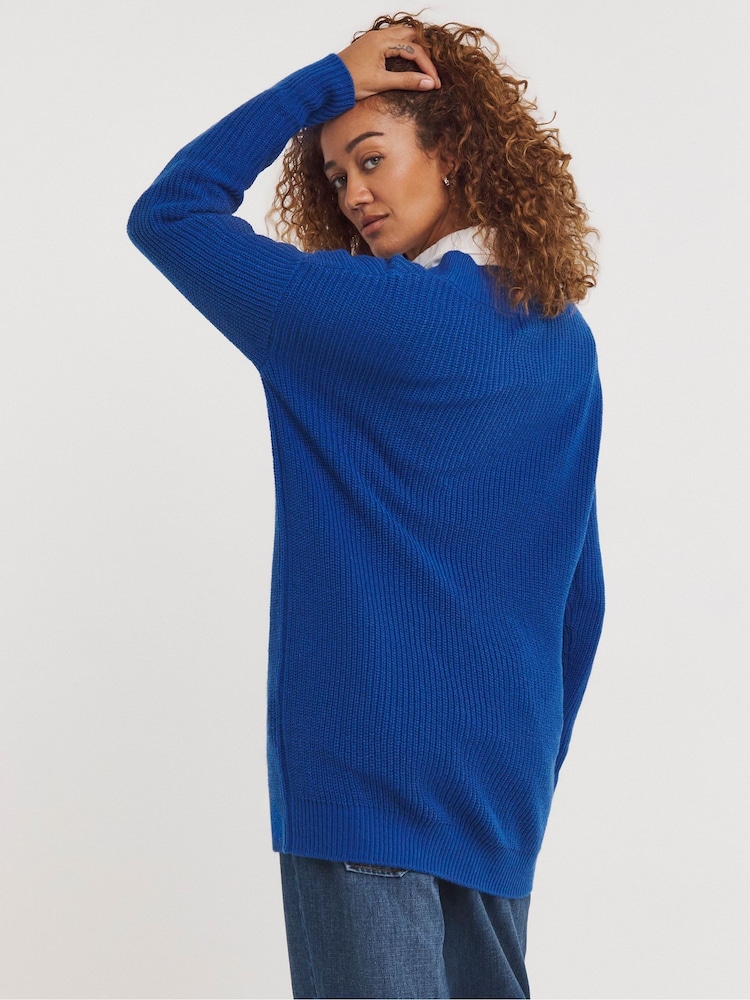 JD Williams Blue V-Neck Knitted Tunic - Image 2 of 4 JD Williams Blue V-Neck Knitted Tunic - Image 2 of 4