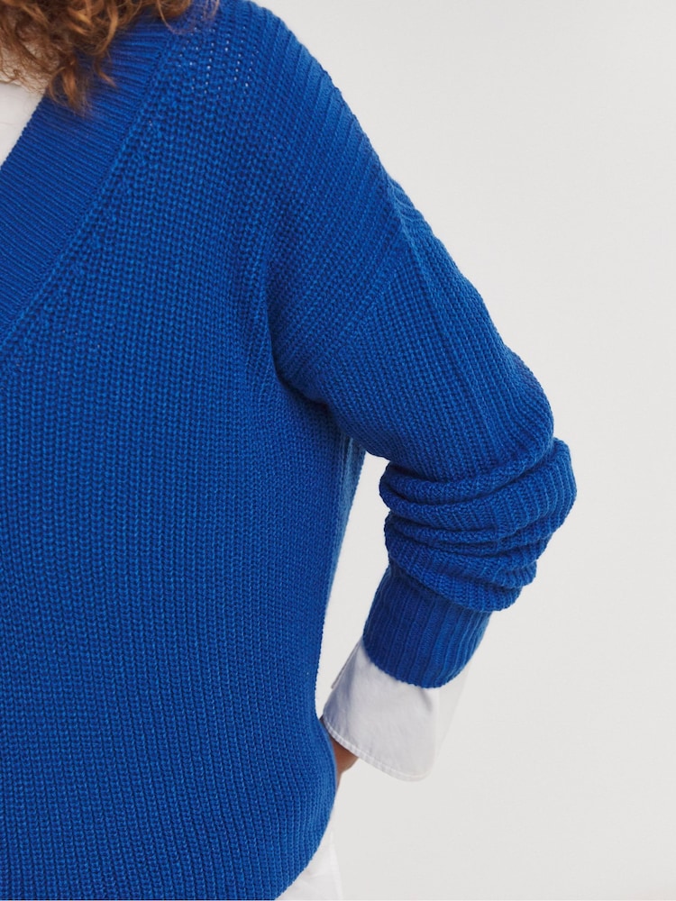 JD Williams Blue V-Neck Knitted Tunic - Image 4 of 4 JD Williams Blue V-Neck Knitted Tunic - Image 4 of 4